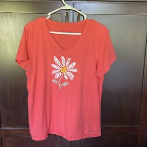 Women’s Life is Good positive daisy shirt. Great condition, orange, size large